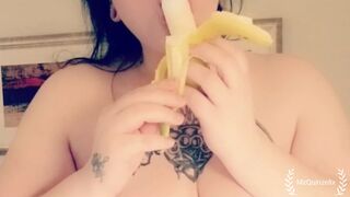 BBW Goth Milf Banana Blowjob