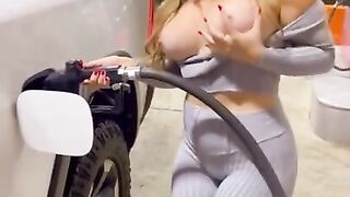 Big titties out at the gas station