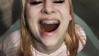 Cute Teen Drinking Full Mouth Of Piss