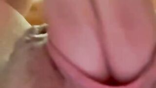 Swollen large clit play and fingering up close view