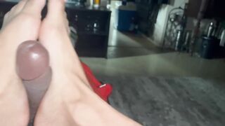 Footjob cumshot