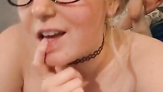 Selfie JOI cute glasses girl next door begs for Daddy's cock