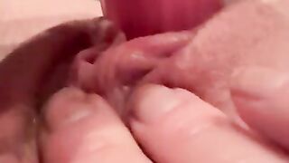 Up Close Pink Wet Pussy Toyed til Orgasm