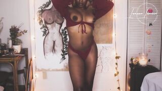 RED HOT Lingerie Try On Haul  Ebony Babe w/ Brown Perky Tits