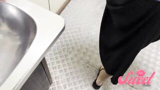 Fucking in a public toilet during a night walk - SweetArabic real amateur homemade