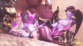 Overwatch - Dva & Widowmaker Orgasmic Doggy With Massive Cumshot (Sound)