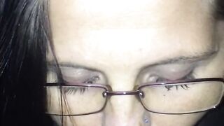 hot babe with glasses sucking my dick Up Close!! Hot Ass lips around my dick