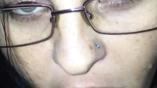 hot babe with glasses sucking my dick Up Close!! Hot Ass lips around my dick