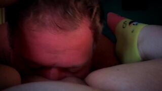 Female POV Lucky old man eats teen pussy