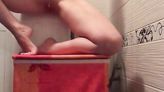 Fast clit rubbing masturbation to body shaking orgasm on the washer and dryer machine - laundry room