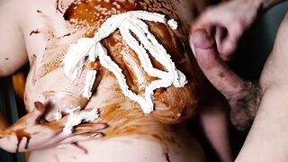 Whip Cream and Chocolate on Busty Girl Before I Fuck Her Brains Out