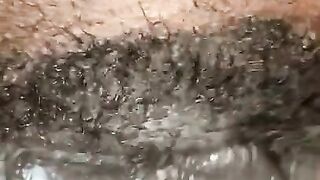 Real hairy pussy orgasm contractions closeup