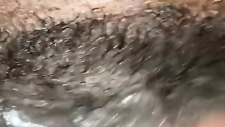 Real hairy pussy orgasm contractions closeup