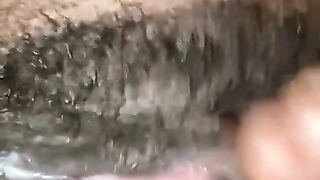 Real hairy pussy orgasm contractions closeup