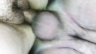 Up close chubby pussy fuck huge creampie leaking out of loose pussy