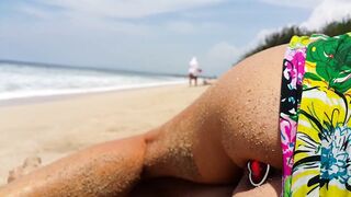 FUN to have NO PANTIES in PUBLIC # Sandy BUTT PLUG on Public Beach