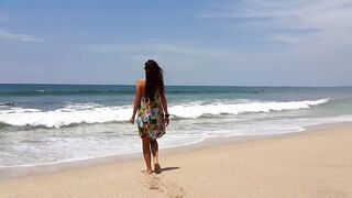 FUN to have NO PANTIES in PUBLIC # Sandy BUTT PLUG on Public Beach