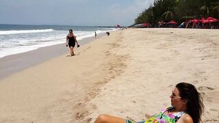 FUN to have NO PANTIES in PUBLIC # Sandy BUTT PLUG on Public Beach