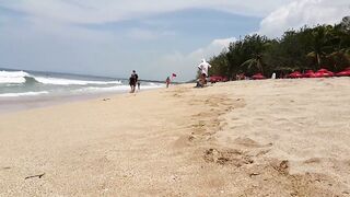 FUN to have NO PANTIES in PUBLIC # Sandy BUTT PLUG on Public Beach