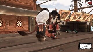 Two monster bulls were fucked by a poor girl on a ship | world warcraft