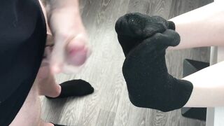 fuck teen girl black socks after job, foojob & socksjob black socks cum pov