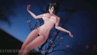 MMD R18 4k UHD Forest Green Bikini Mikasa Ackerman - Senorita 1072