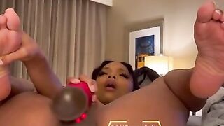 Ebony showing her cream pie pussy