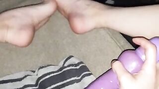 Filming solo, using vibrator and my feet to get off