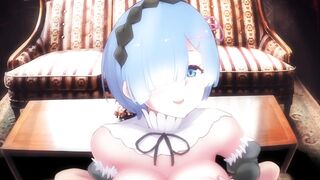 [HENTAI ANIME] Rem serves in a maid outfit.