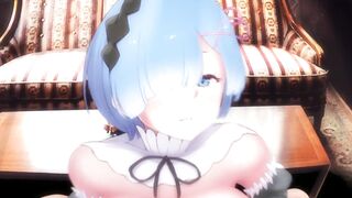 [HENTAI ANIME] Rem serves in a maid outfit.