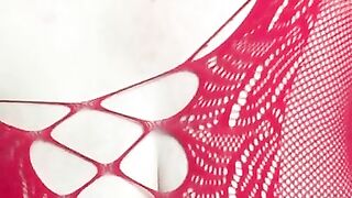 Annabel’s red fishnet dress