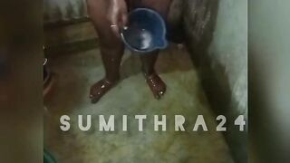 Tamil wife bathing