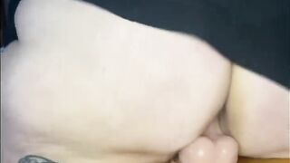 BBW rides dildo to orgasm