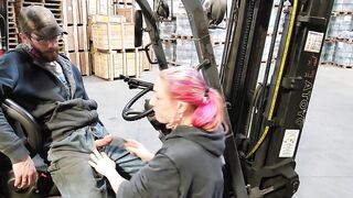 TGIF riding His cock while He's on the forklift