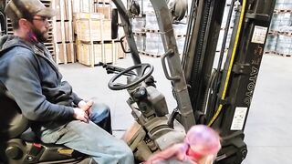 TGIF riding His cock while He's on the forklift