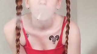 redhead smoking