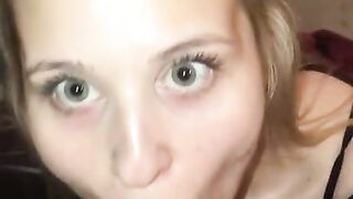 Using her pretty eyes and mouth to get my dick fat