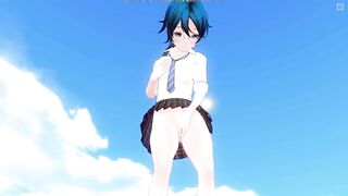 3D HENTAI Schoolgirl on the beach after school