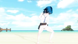 3D HENTAI Schoolgirl on the beach after school