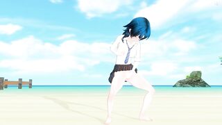 3D HENTAI Schoolgirl on the beach after school