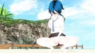 3D HENTAI Schoolgirl on the beach after school