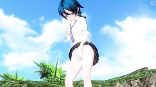 3D HENTAI Schoolgirl on the beach after school