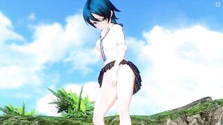 3D HENTAI Schoolgirl on the beach after school