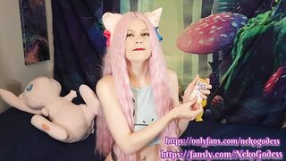 Cute girl opening pokemon cards and flashing her big tits - NekoGodess (full video on fansly)