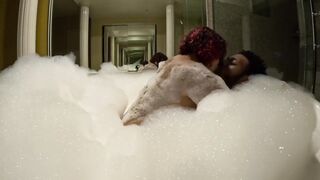 Fucking a slut at a resort in a bubble bath