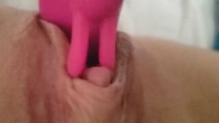 Up close clit with Rabbit toy in pussy