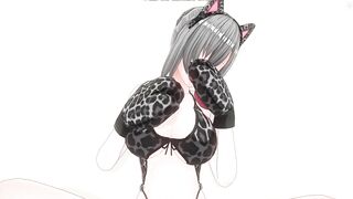 3D HENTAI Neko girl has a gorgeous orgasm and does AHEGAO