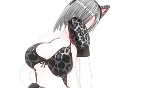 3D HENTAI Neko girl has a gorgeous orgasm and does AHEGAO