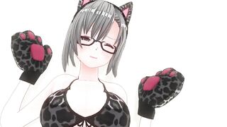 3D HENTAI Neko girl has a gorgeous orgasm and does AHEGAO