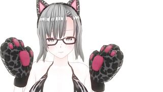 3D HENTAI Neko girl has a gorgeous orgasm and does AHEGAO